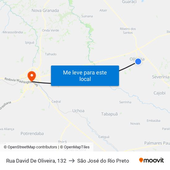Rua David De Oliveira, 132 to São José do Rio Preto map