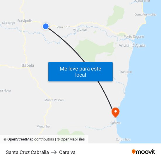 Santa Cruz Cabrália to Caraiva map