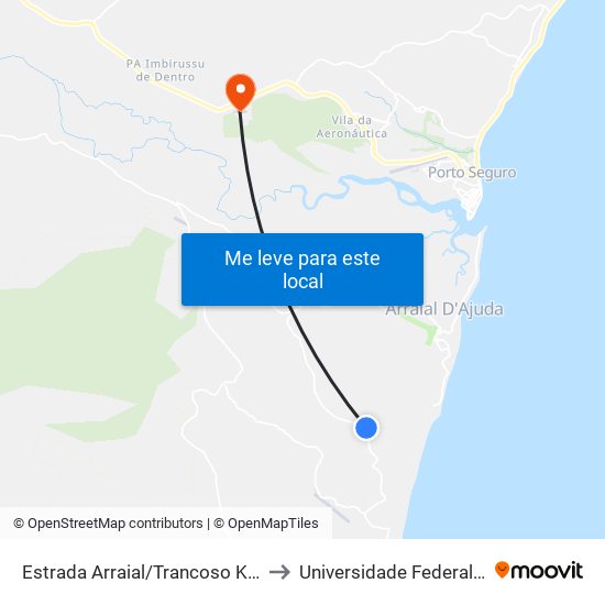 Estrada Arraial/Trancoso Km 5,3 Sentido Norte to Universidade Federal Do Sul Da Bahia map
