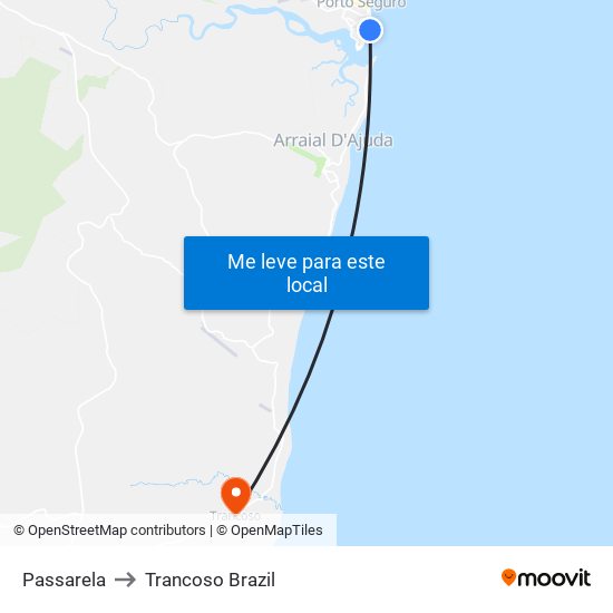 Passarela to Trancoso Brazil map