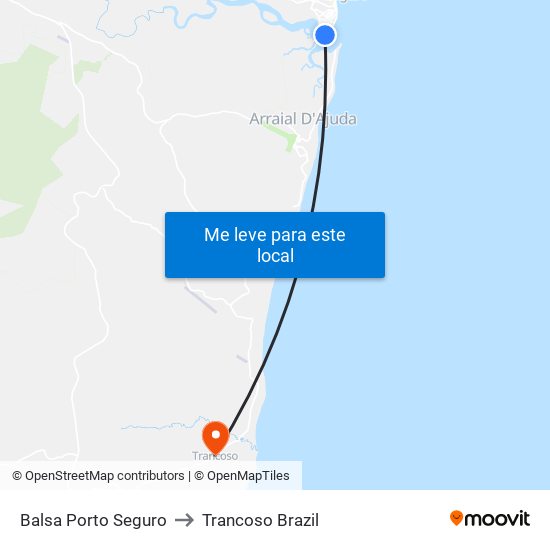 Balsa Porto Seguro to Trancoso Brazil map