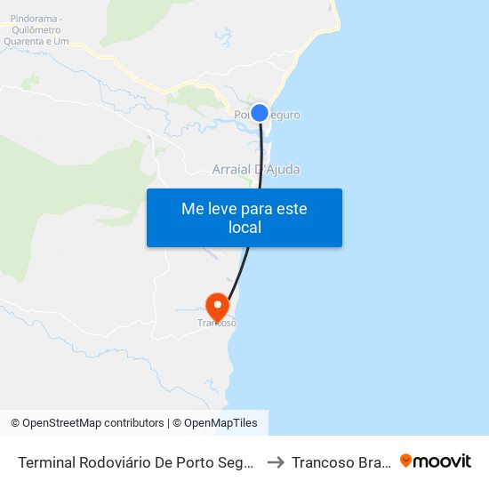 Terminal Rodoviário De Porto Seguro to Trancoso Brazil map