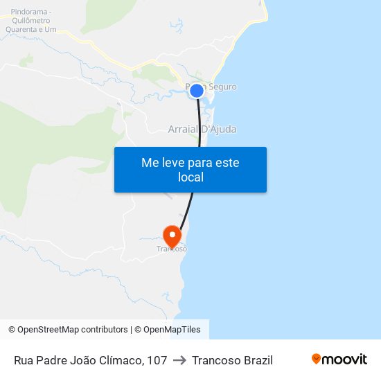 Rua Padre João Clímaco, 107 to Trancoso Brazil map