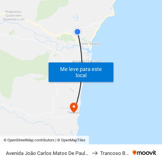 Avenida João Carlos Matos De Paula, 7707 to Trancoso Brazil map