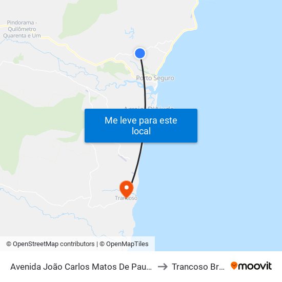 Avenida João Carlos Matos De Paula, 14 to Trancoso Brazil map