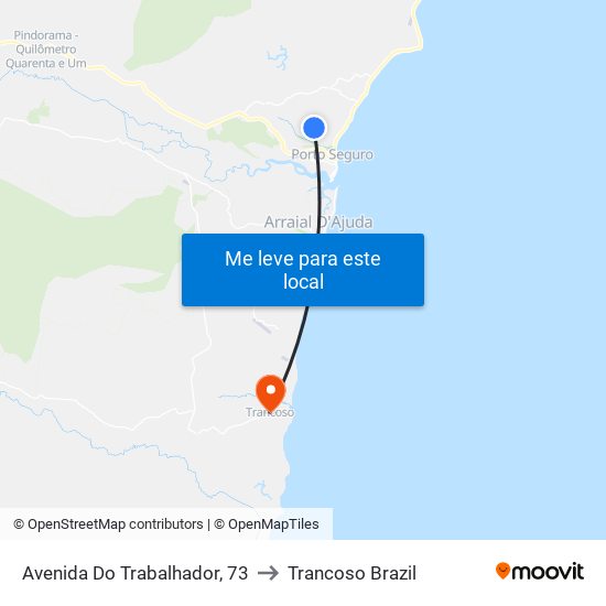 Avenida Do Trabalhador, 73 to Trancoso Brazil map