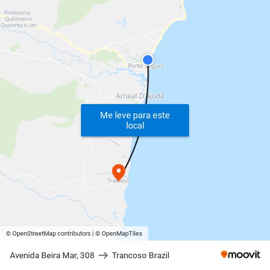 Avenida Beira Mar, 308 to Trancoso Brazil map