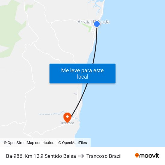 Ba-986, Km 12,9 Sentido Balsa to Trancoso Brazil map