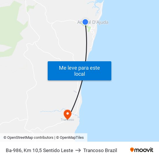 Ba-986, Km 10,5 Sentido Leste to Trancoso Brazil map