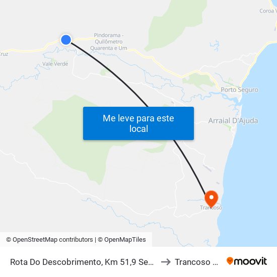 Rota Do Descobrimento, Km 51,9 Sentido Leste to Trancoso Brazil map