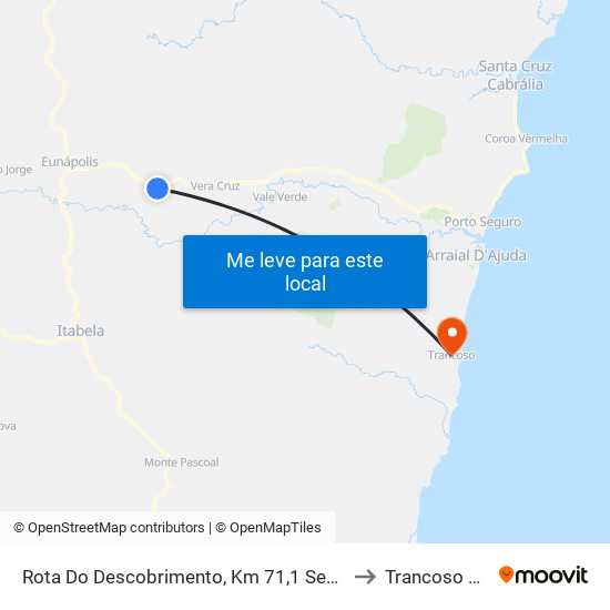 Rota Do Descobrimento, Km 71,1 Sentido Leste to Trancoso Brazil map