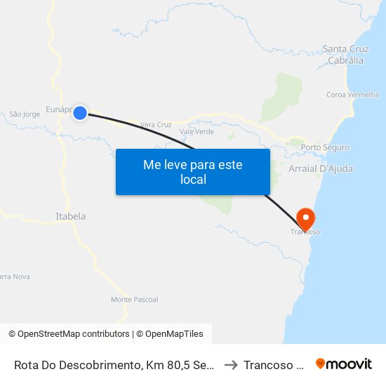 Rota Do Descobrimento, Km 80,5 Sentido Oeste to Trancoso Brazil map