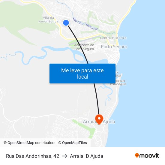 Rua Das Andorinhas, 42 to Arraial D Ajuda map