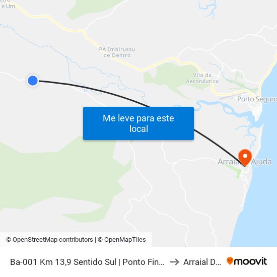 Ba-001 Km 13,9 Sentido Sul | Ponto Final Linha Vale Verde to Arraial D Ajuda map