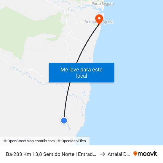 Ba-283 Km 13,8 Sentido Norte | Entrada Praia Do Espelho to Arraial D Ajuda map