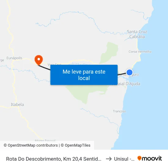 Rota Do Descobrimento, Km 20,4 Sentido Sul | Praia Do Curuípe to Unisul - Bahia map