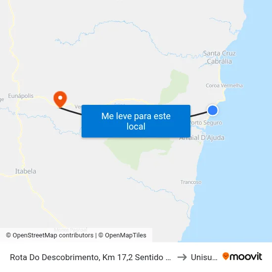 Rota Do Descobrimento, Km 17,2 Sentido Sul | Hotel Pau Brasil Praia - Taperapuã to Unisul - Bahia map