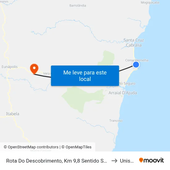 Rota Do Descobrimento, Km 9,8 Sentido Sul | Cabana A Praia Branca - Praia De Mutá to Unisul - Bahia map