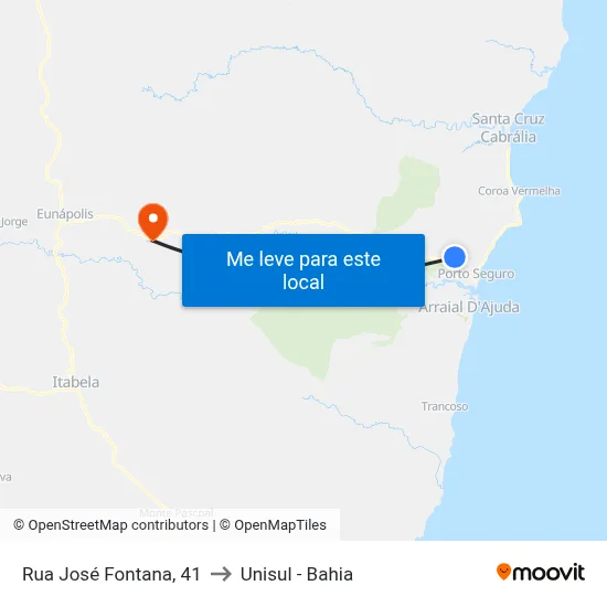 Rua José Fontana, 41 to Unisul - Bahia map