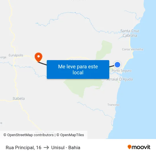 Rua Principal, 16 to Unisul - Bahia map
