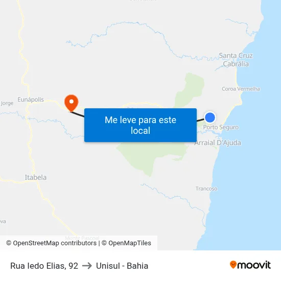 Rua Iedo Elias, 92 to Unisul - Bahia map