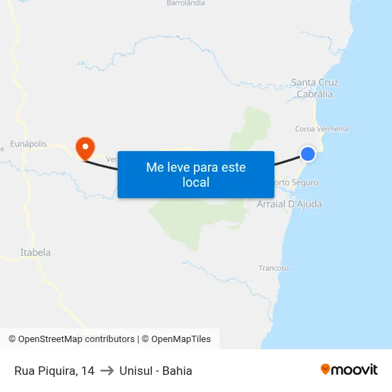 Rua Piquira, 14 to Unisul - Bahia map