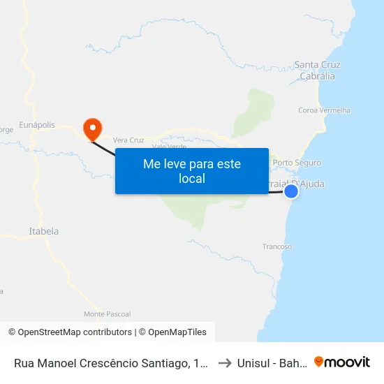 Rua Manoel Crescêncio Santiago, 105 to Unisul - Bahia map