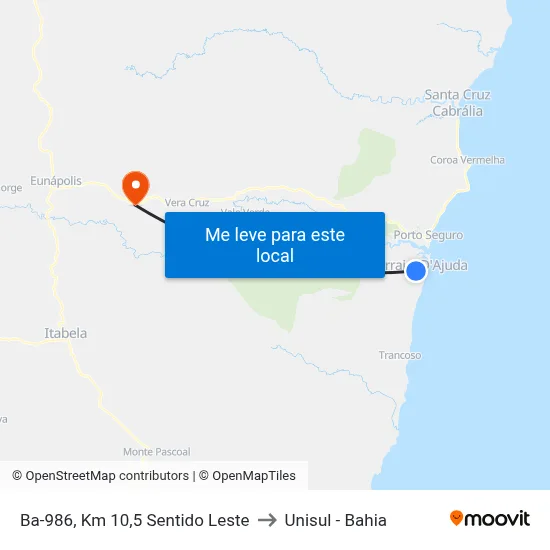 Ba-986, Km 10,5 Sentido Leste to Unisul - Bahia map