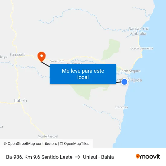 Ba-986, Km 9,6 Sentido Leste to Unisul - Bahia map
