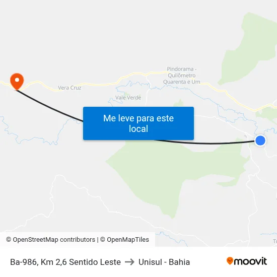 Ba-986, Km 2,6 Sentido Leste to Unisul - Bahia map