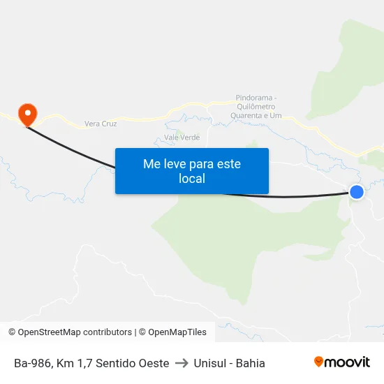 Ba-986, Km 1,7 Sentido Oeste to Unisul - Bahia map