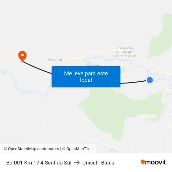 Ba-001 Km 17,4 Sentido Sul to Unisul - Bahia map