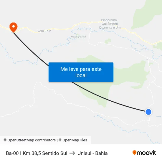 Ba-001 Km 38,5 Sentido Sul to Unisul - Bahia map