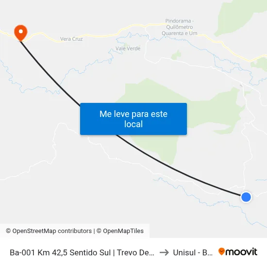 Ba-001 Km 42,5 Sentido Sul | Trevo De Trancoso to Unisul - Bahia map