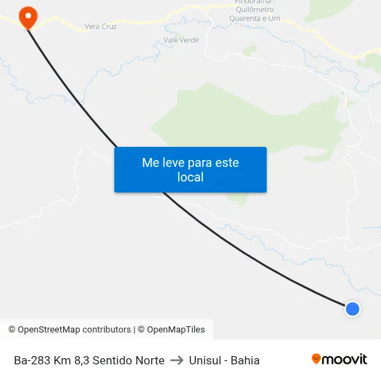 Ba-283 Km 8,3 Sentido Norte to Unisul - Bahia map