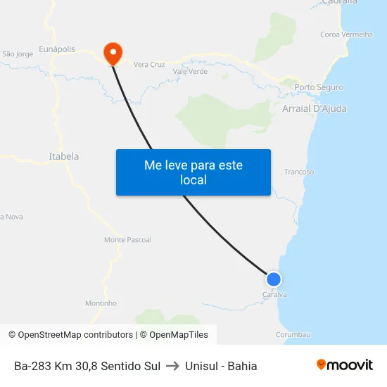 Ba-283 Km 30,8 Sentido Sul to Unisul - Bahia map