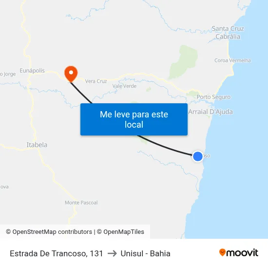 Estrada De Trancoso, 131 to Unisul - Bahia map
