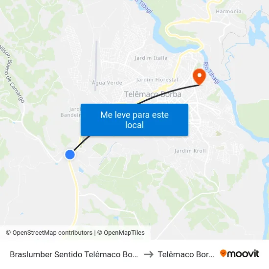 Braslumber Sentido Telêmaco Borba to Telêmaco Borba map