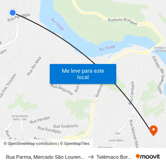 Rua Parma, Mercado São Lourenço to Telêmaco Borba map