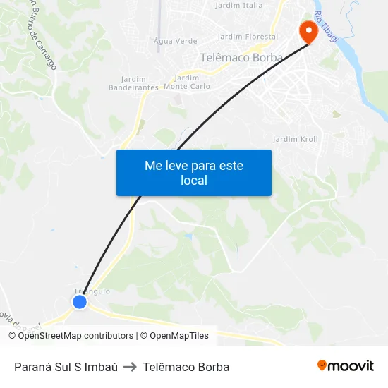 Paraná Sul S Imbaú to Telêmaco Borba map