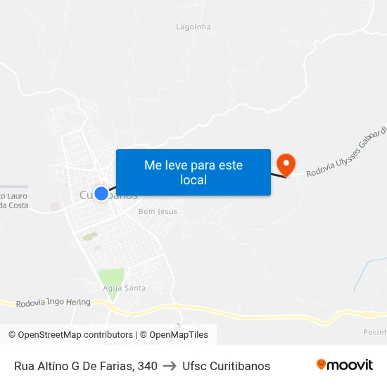 Rua Altíno G De Farias, 340 to Ufsc Curitibanos map