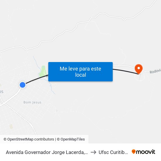 Avenida Governador Jorge Lacerda, 867-963 to Ufsc Curitibanos map