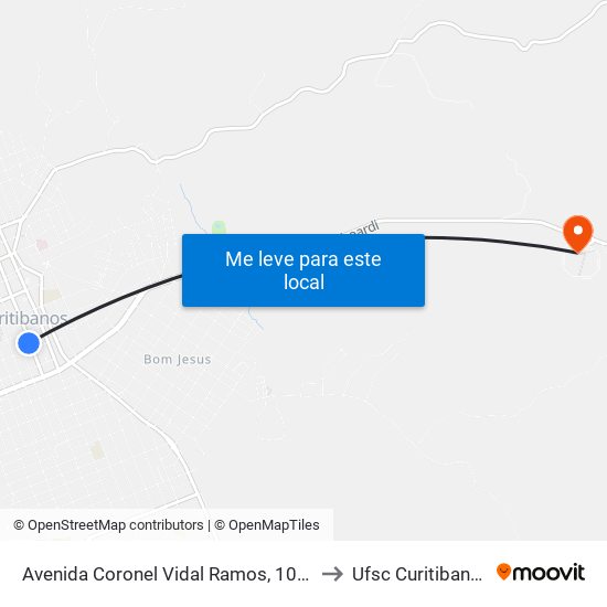 Avenida Coronel Vidal Ramos, 1026 to Ufsc Curitibanos map