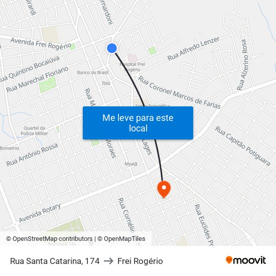 Rua Santa Catarina, 174 to Frei Rogério map