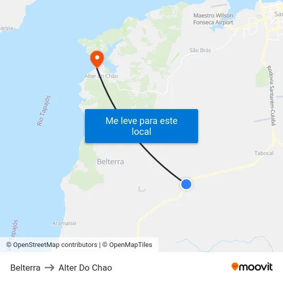 Belterra to Alter Do Chao map