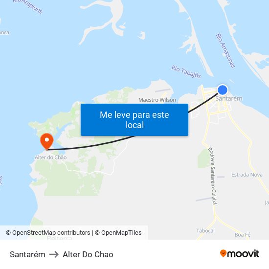 Santarém to Alter Do Chao map