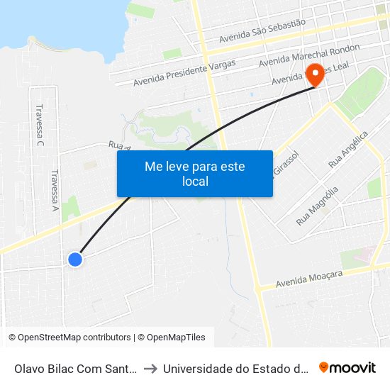 Olavo Bilac Com Santa Teresinha to Universidade do Estado do Pará (UEPA) map