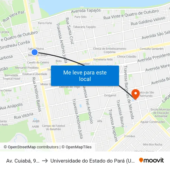 Av. Cuiabá, 962 to Universidade do Estado do Pará (UEPA) map