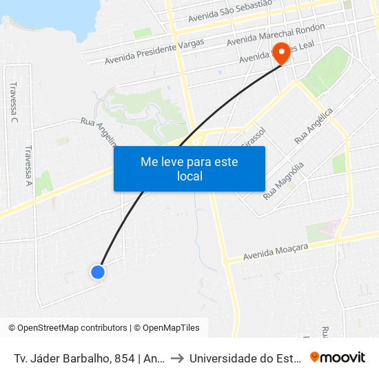 Terminal Santarenzinho to Universidade do Estado do Pará (UEPA) map