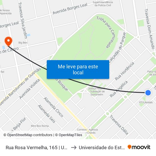 Rua Rosa Vermelha, 165 | Unama - Centro Universitário to Universidade do Estado do Pará (UEPA) map